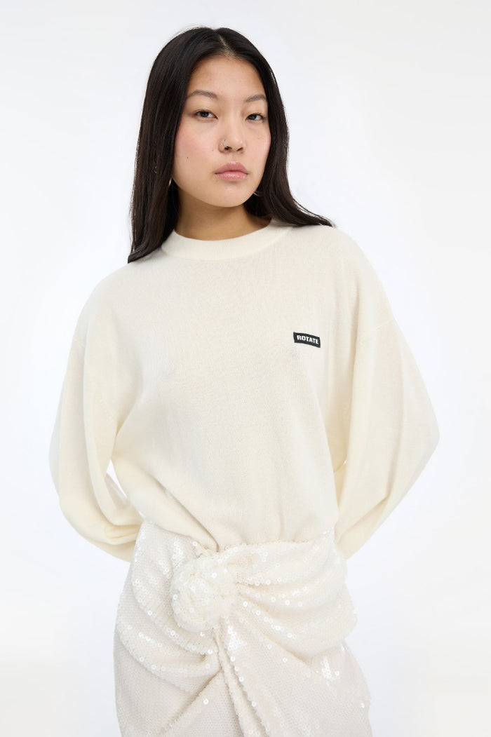 Maglione oversize in maglia bianco-4