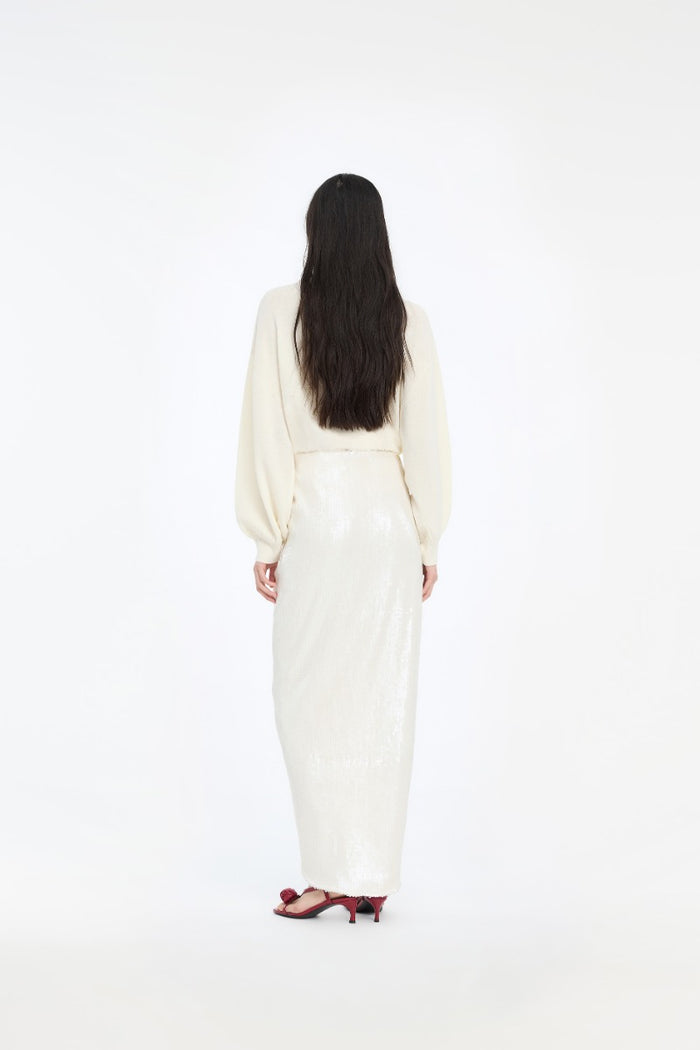 Maglione oversize in maglia bianco-5
