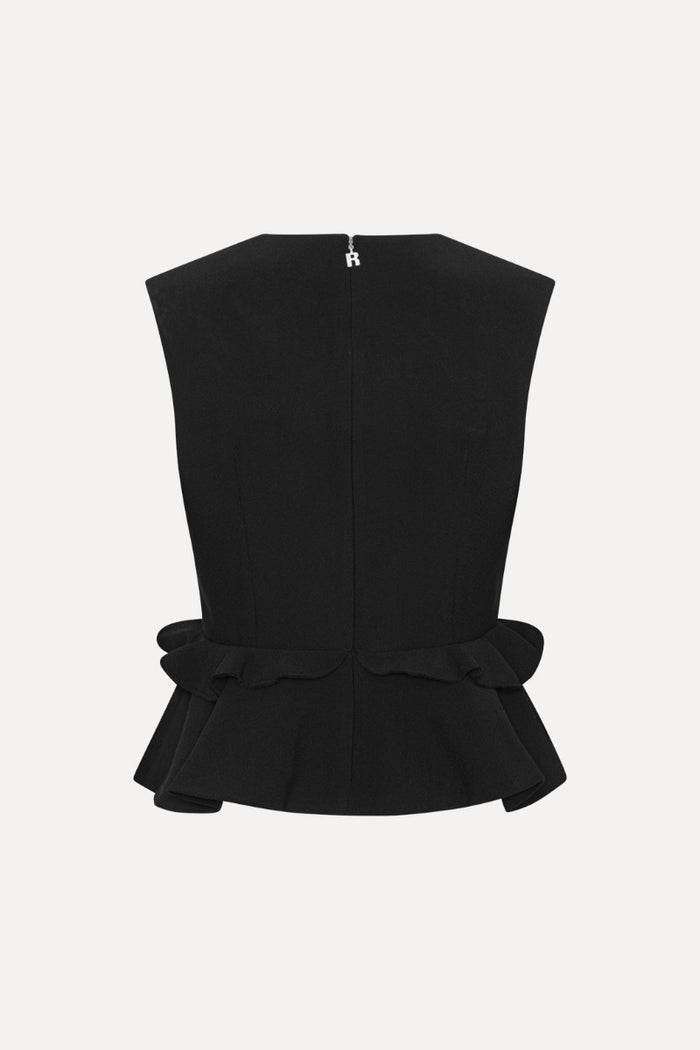 Top nero con scollo a V e stampa floreale-2