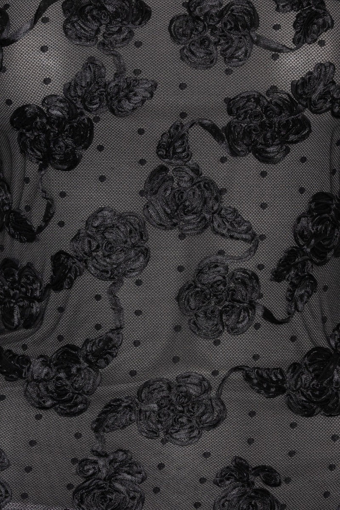 Top a maniche lunghe in rete con fiori-6