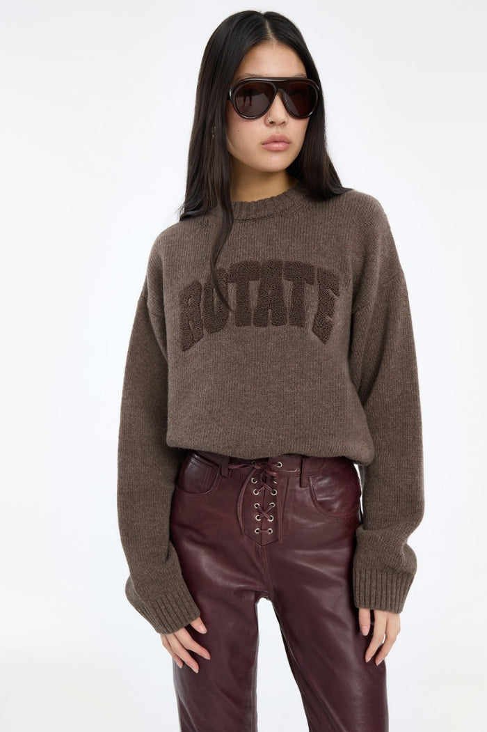 Maglione girocollo marrone-4