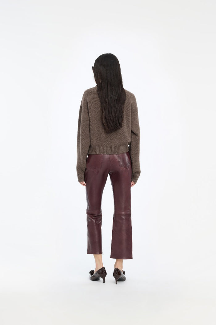 Maglione girocollo marrone-5