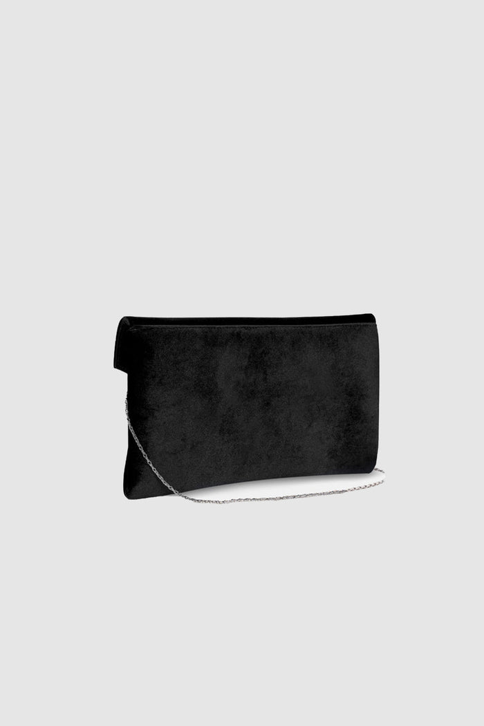 Pochette in velluto nera con fiore gioiello-2
