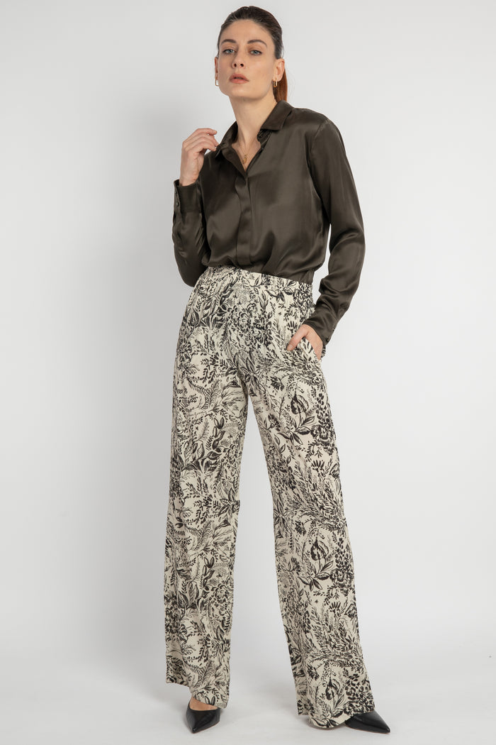 Pant Brittany Pajamas pantalone in crepe viscose con stampa floreale-1