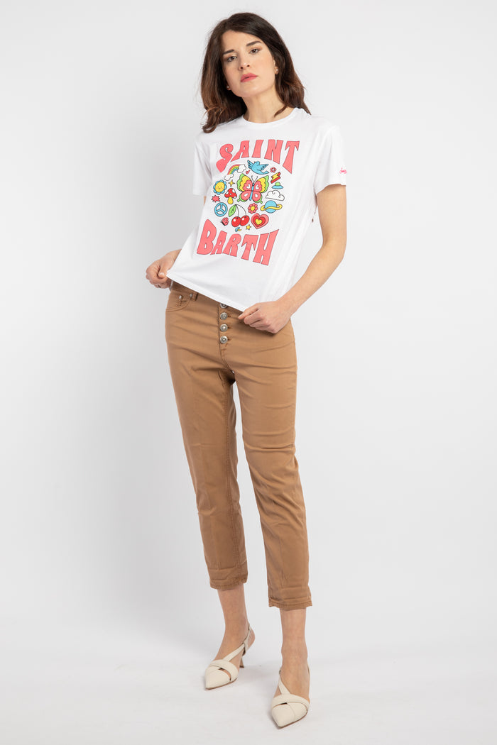 Emilie t-shirt donna in cotone con stampa Saint Barth-2