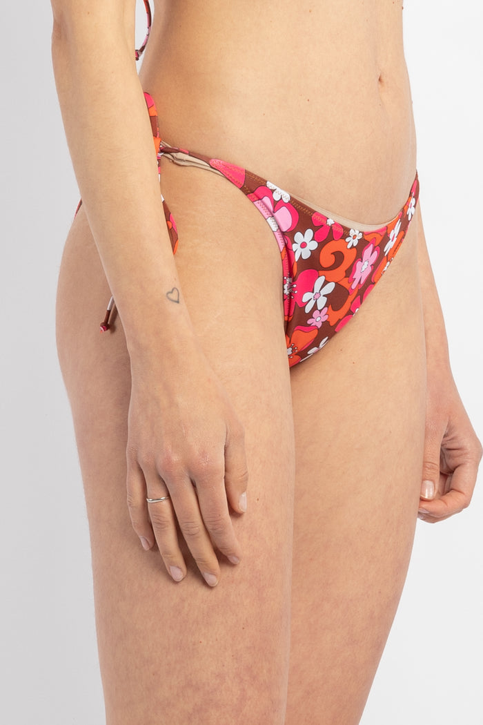 Virgo slip bikini con laccetti stampa floreale-3