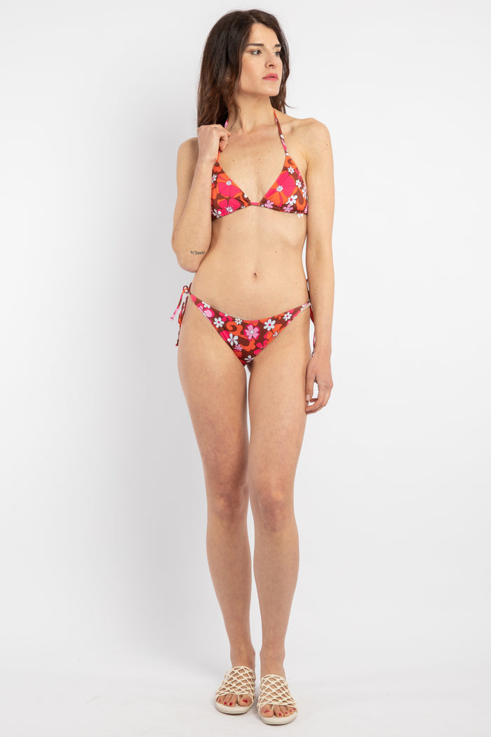 Virgo slip bikini con laccetti stampa floreale-4