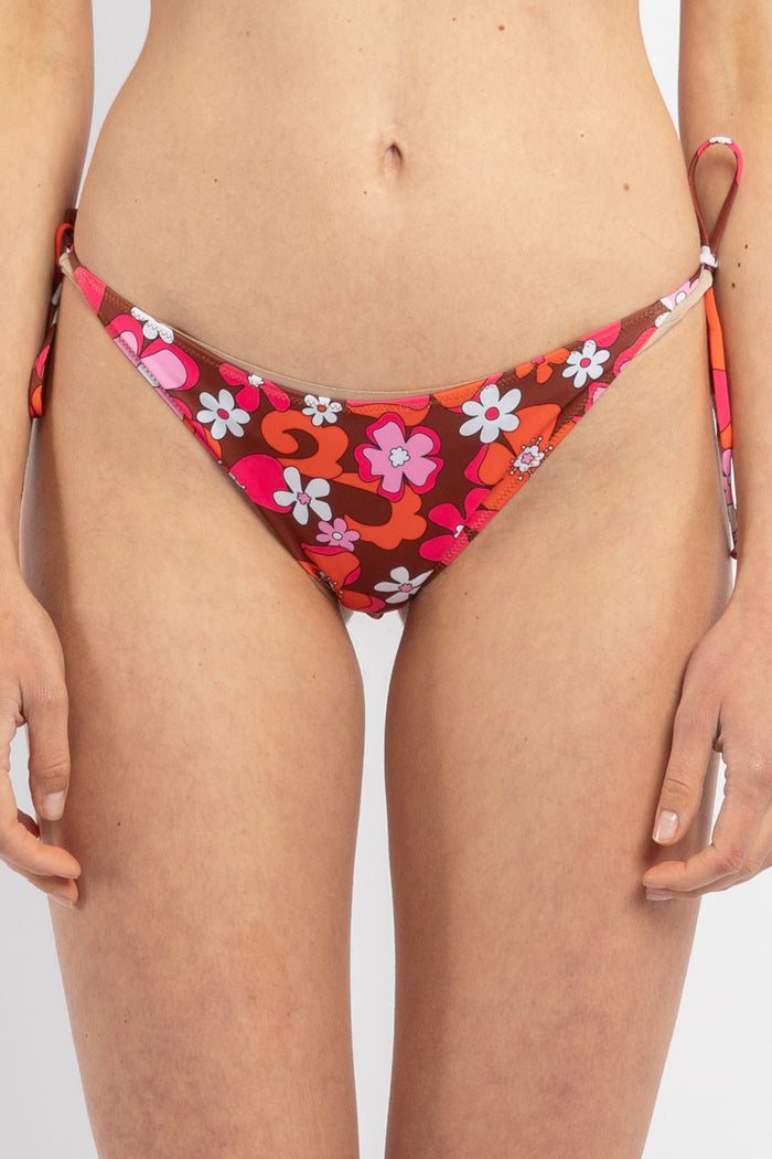 Virgo slip bikini con laccetti stampa floreale