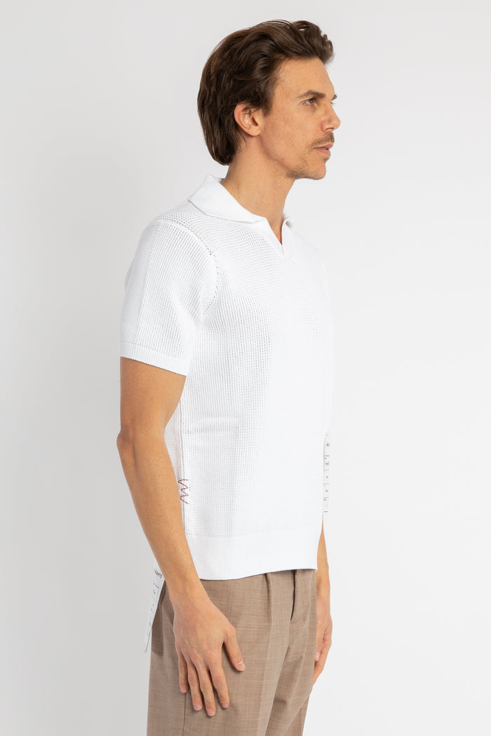 T-shirt in maglia traforata bianca-2