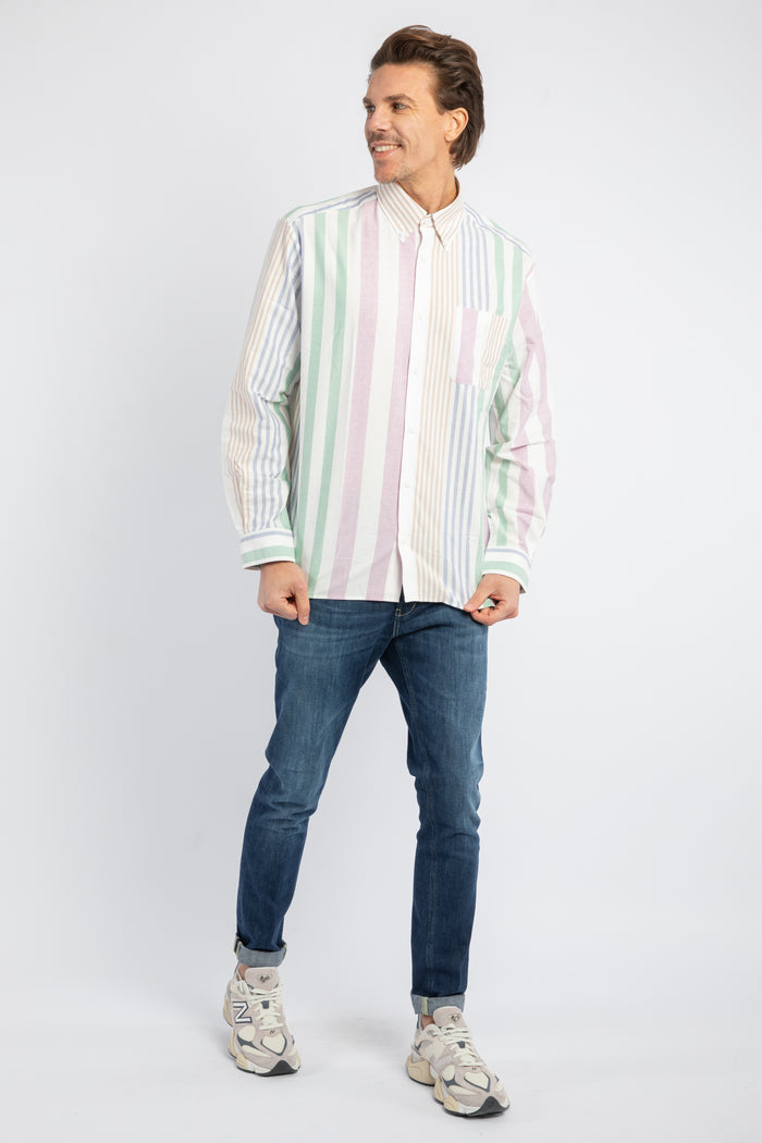 Mateo camicia con righe multicolori irregolari