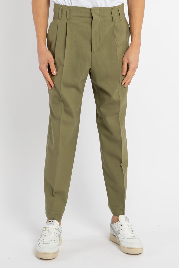 Pantalone sartoriale uomo verde militare-1