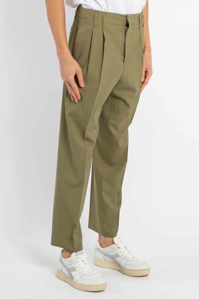 Pantalone sartoriale uomo verde militare-2
