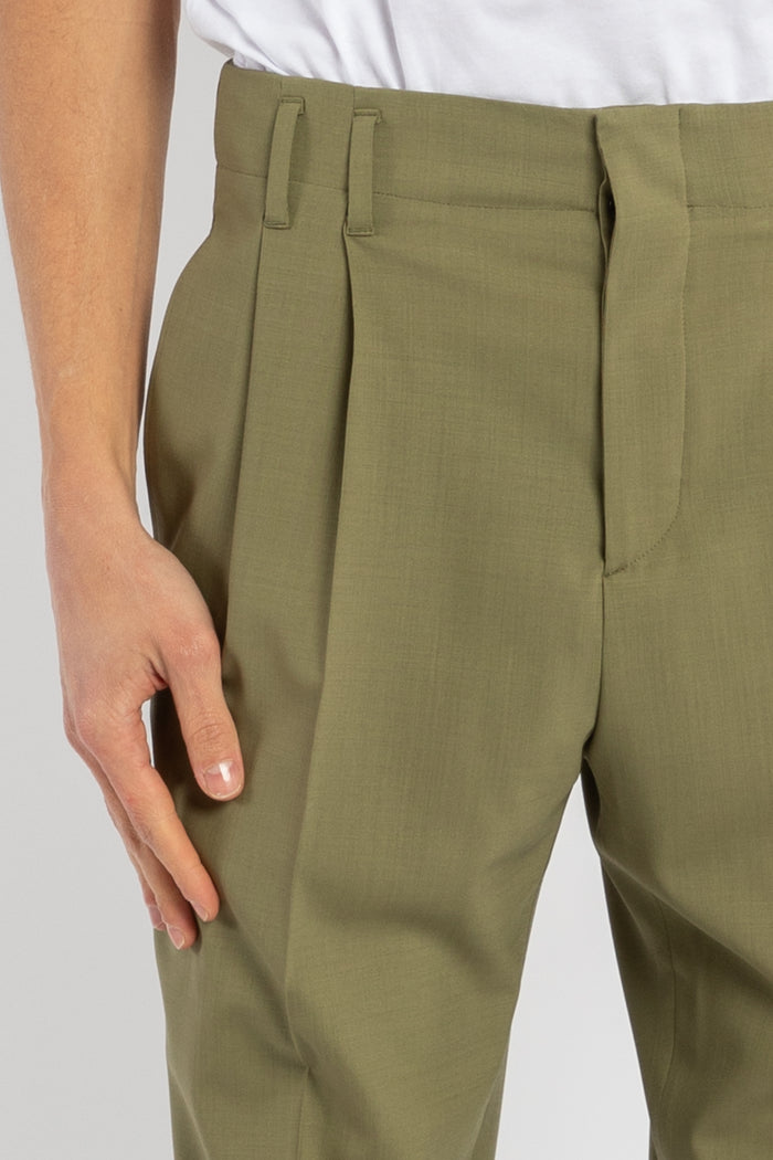 Pantalone sartoriale uomo verde militare-3