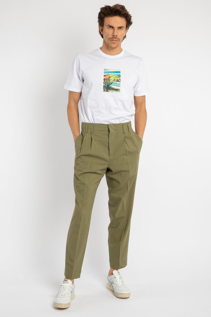 Pantalone sartoriale uomo verde militare-4