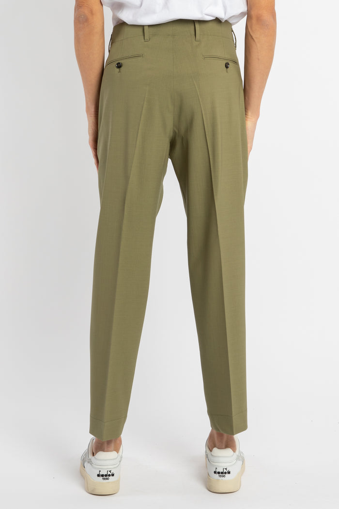 Pantalone sartoriale uomo verde militare-5