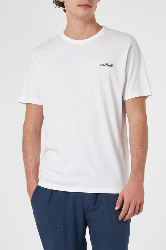 T-shirt Dover in jersey di cotone bianco con ricamo St. Barth-1