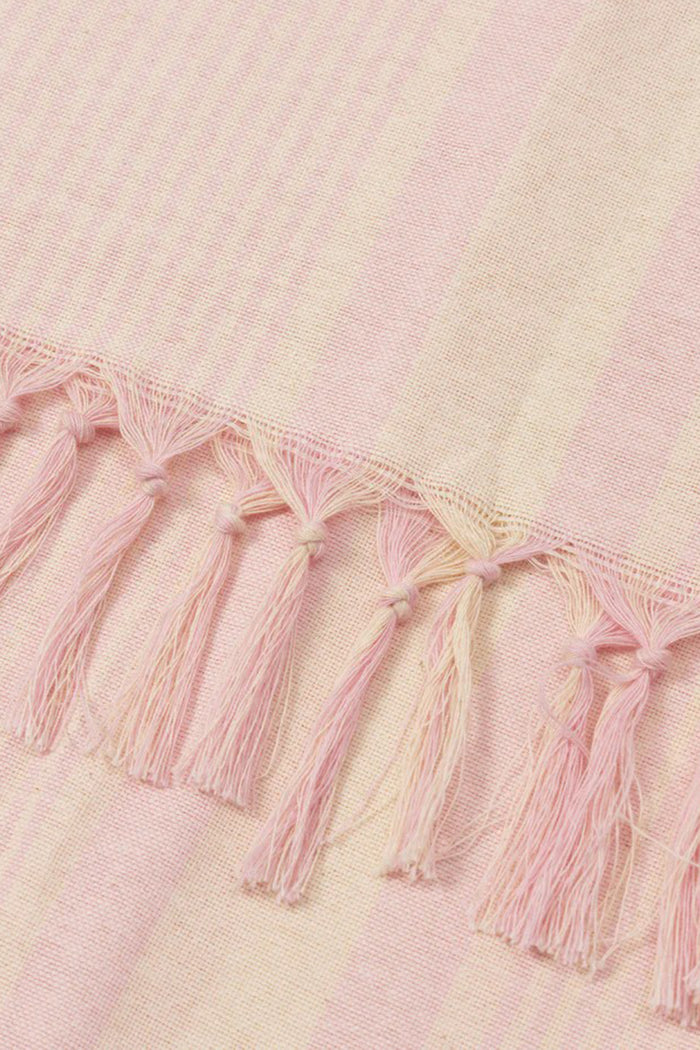 Telo mare Fouta in cotone leggero con stampa e ricami a righe rosa-3