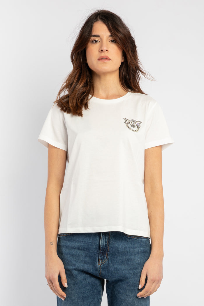 T-shirt mini ricamo logo love birds-2