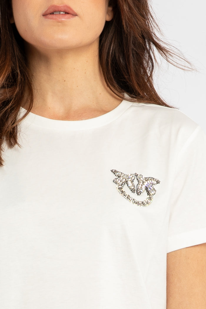 T-shirt mini ricamo logo love birds-1