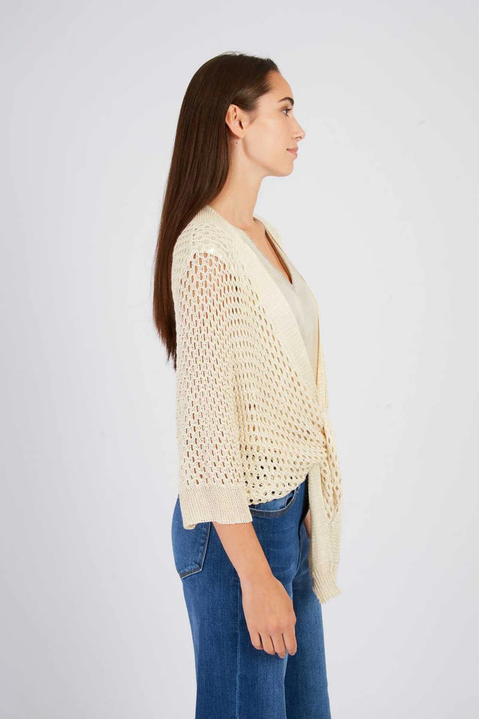 Cardigan in maglia traforata semplice FORTUNE-2