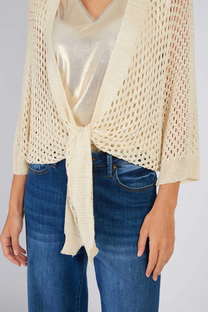 Cardigan in maglia traforata semplice FORTUNE-6