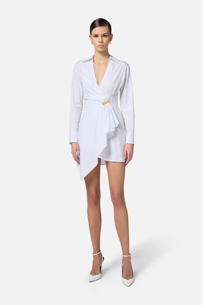 Shirt dress in popeline con dettaglio gioiello-2