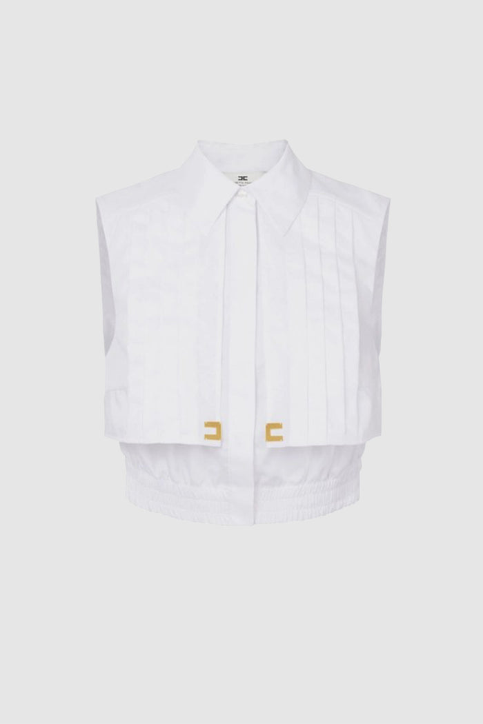 Camicia cropped in popeline con mantellina