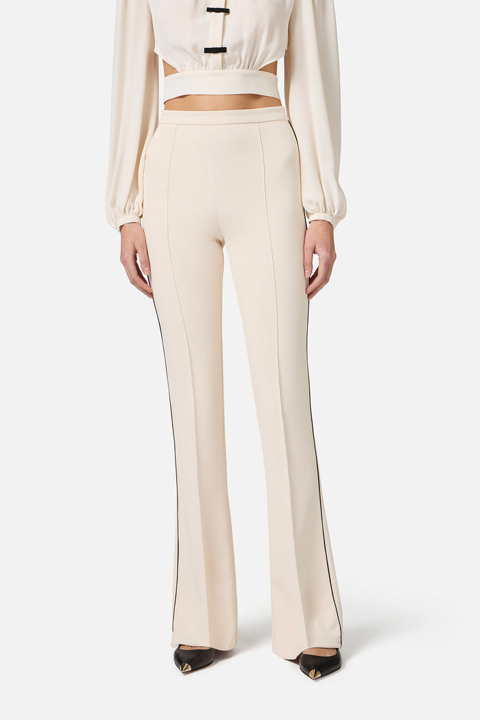 Pantaloni in crêpe con piping a contrasto-4