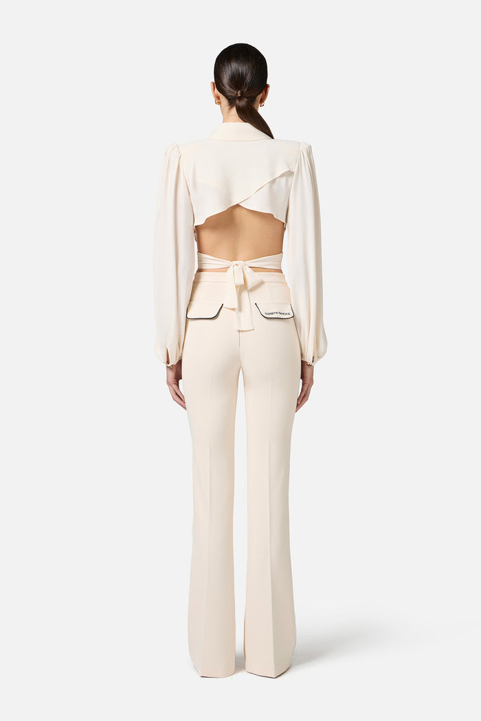 Pantaloni in crêpe con piping a contrasto-6