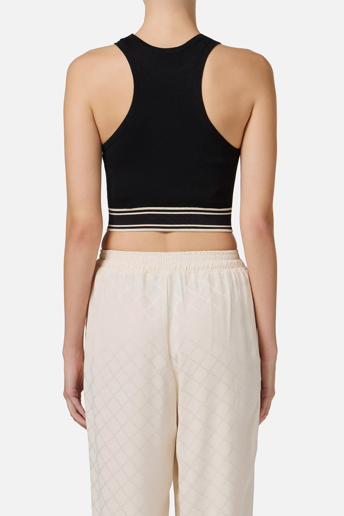 Cropped top in viscosa con bande a contrasto-3