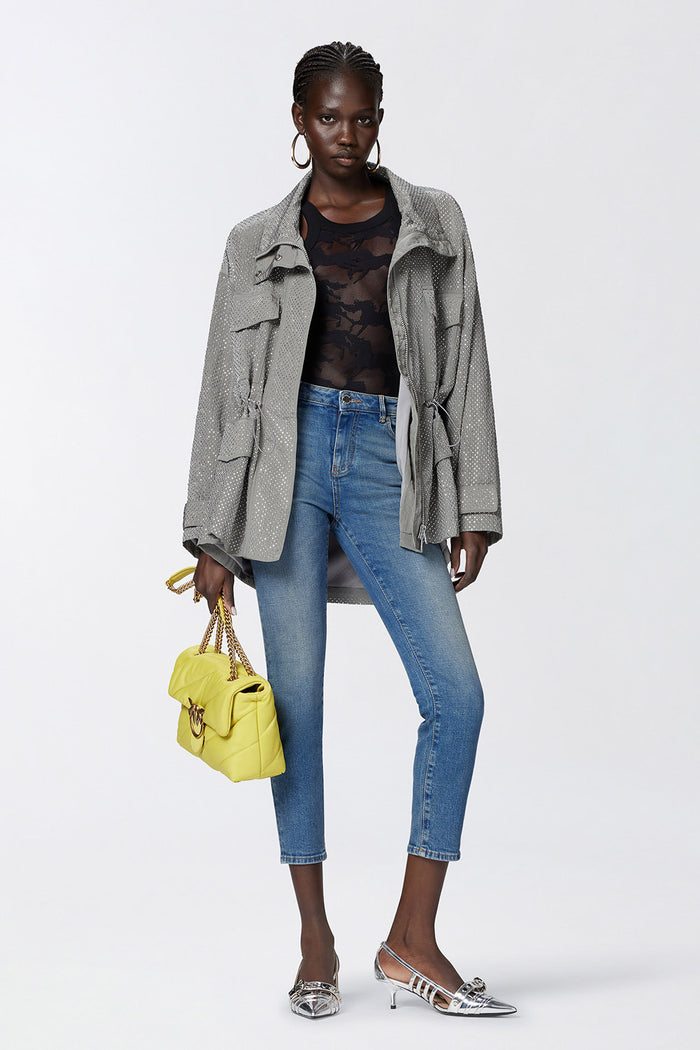 Jeans skinny alla caviglia con ricamo strass-5
