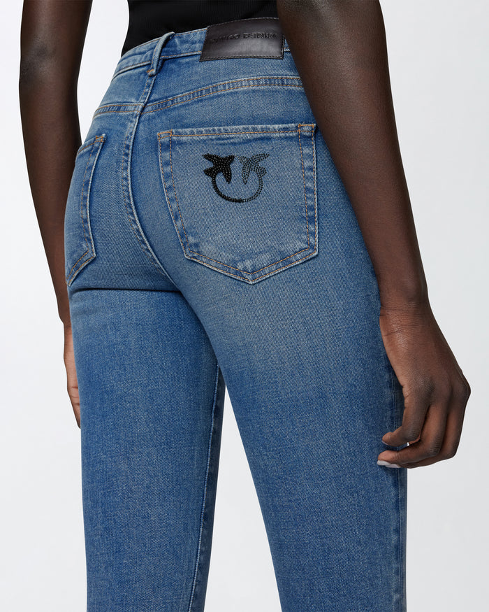 Jeans skinny alla caviglia con ricamo strass-6