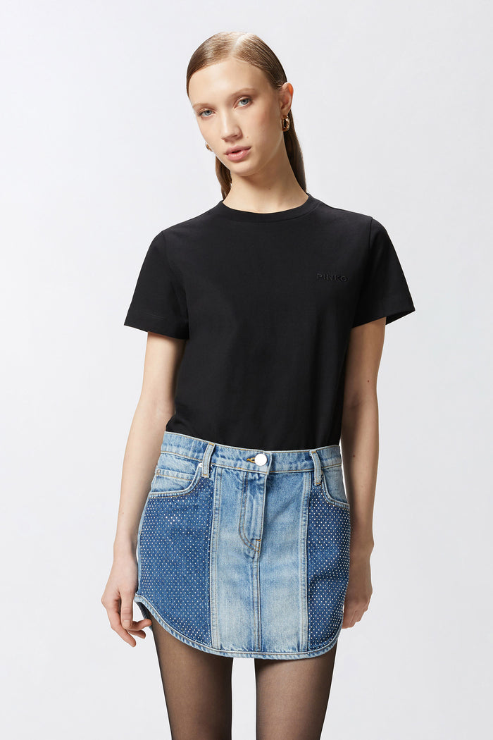 T-shirt mezze maniche ricamo logo PINKO-3