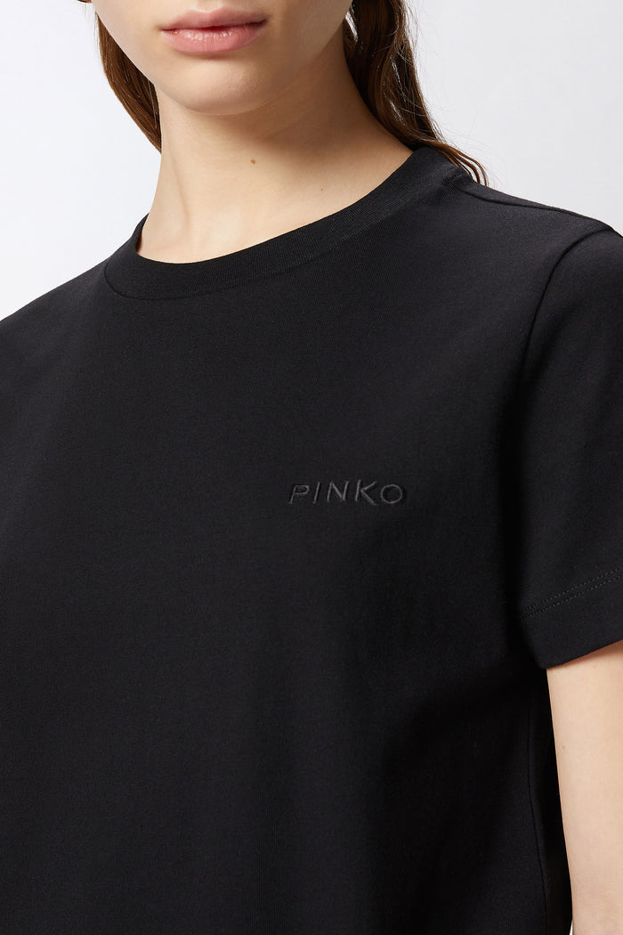 T-shirt mezze maniche ricamo logo PINKO-5