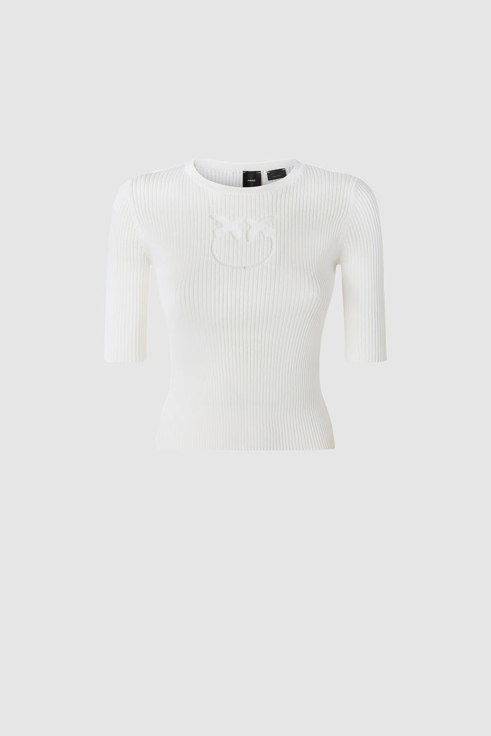 Maglia a costine logo Love Birds in trasparenza