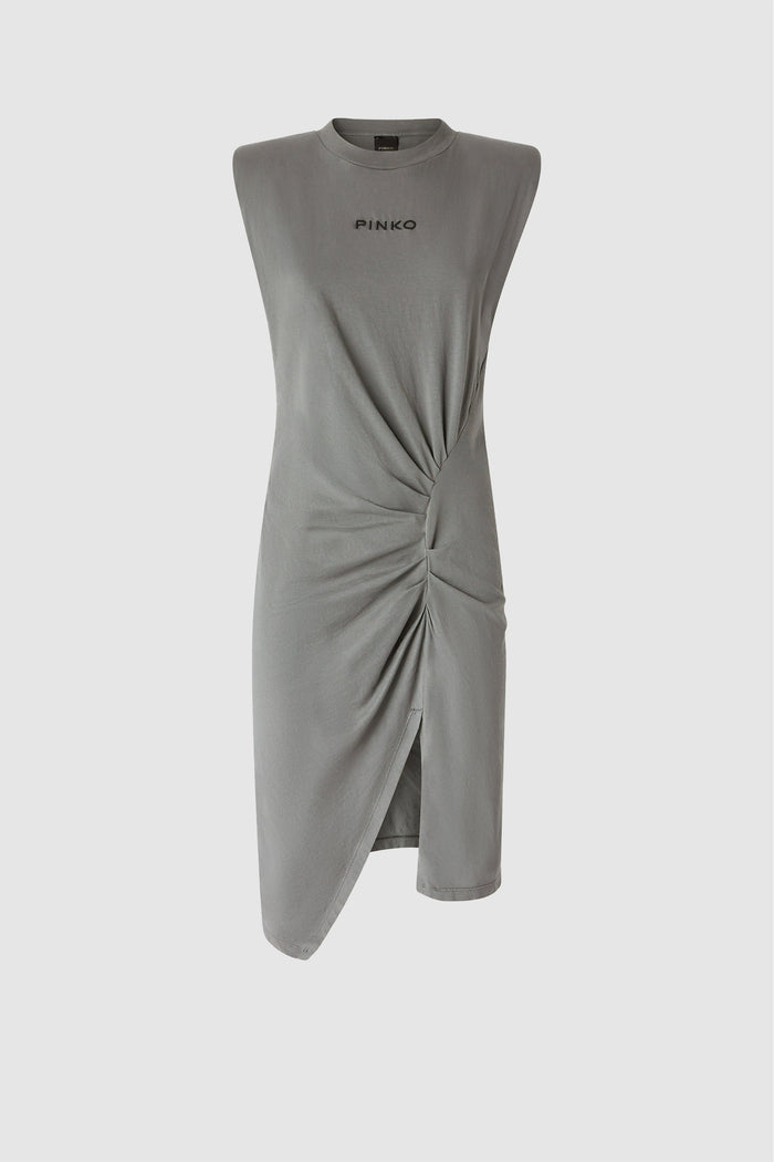 Abito midi in maglia con spalle imbottite