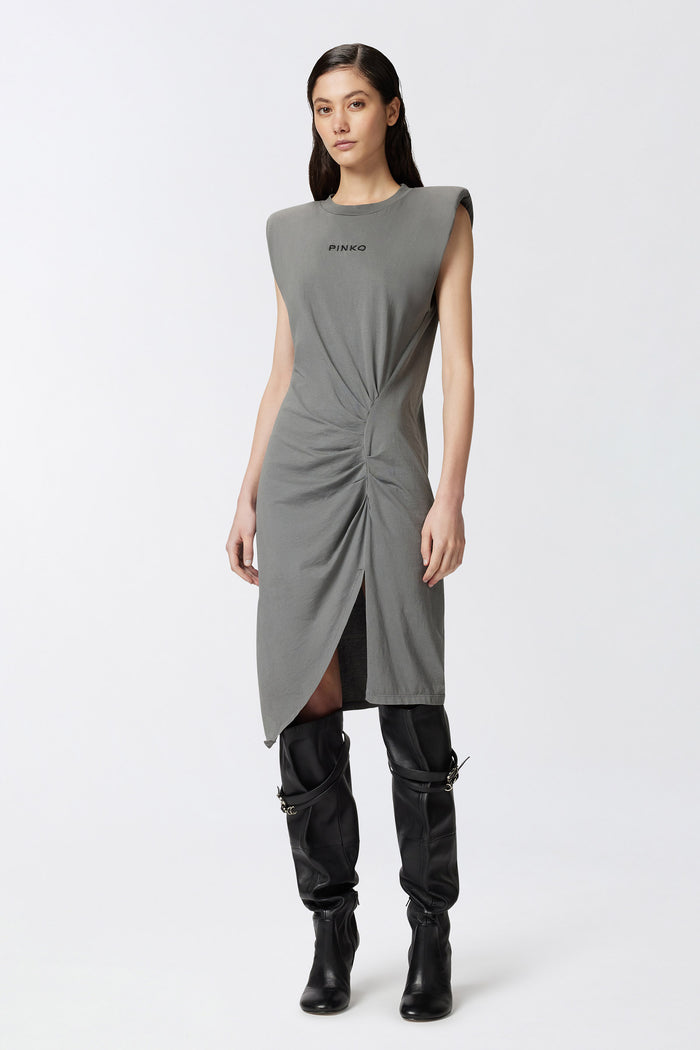 Abito midi in maglia con spalle imbottite-3