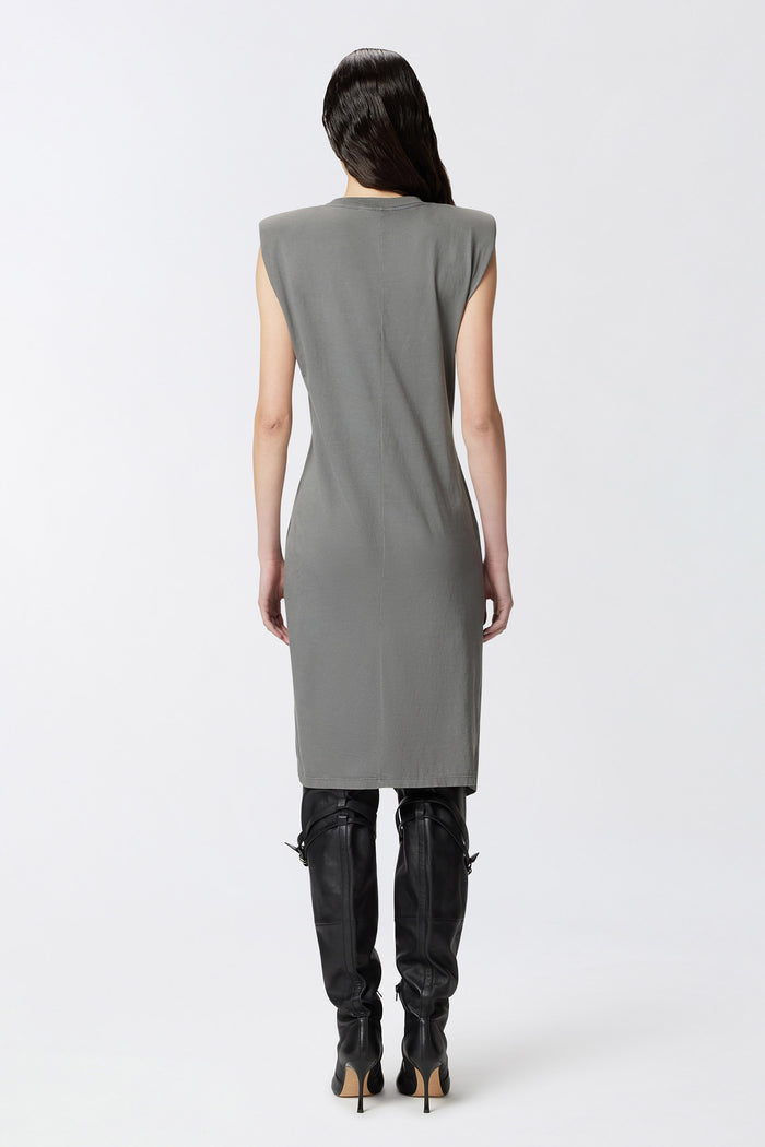 Abito midi in maglia con spalle imbottite-4