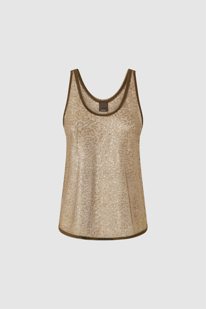 Top canottiera rete paillettes