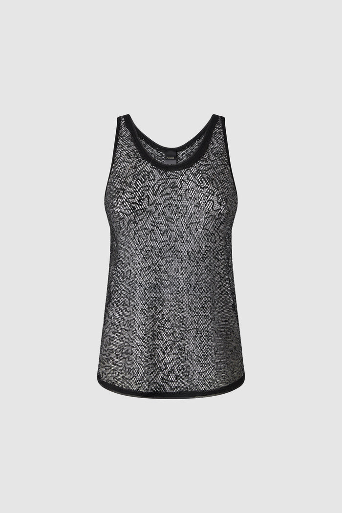 Top canottiera rete paillettes