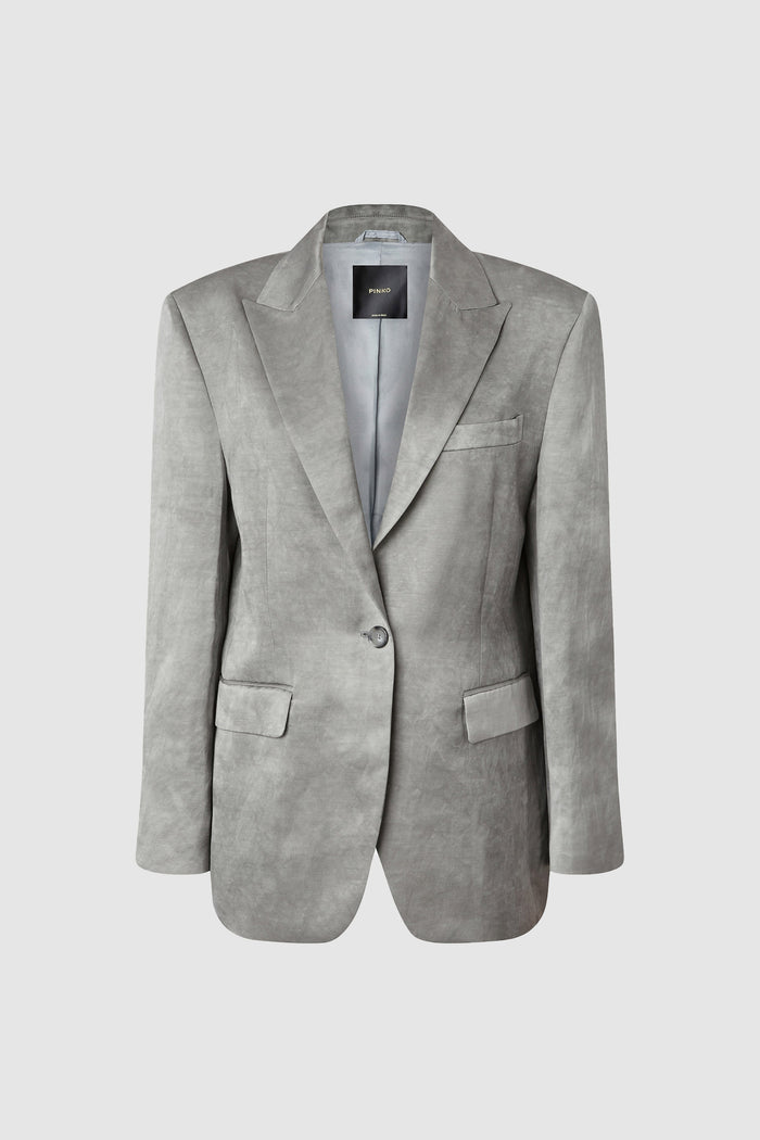 Blazer monopetto in raso fiammato