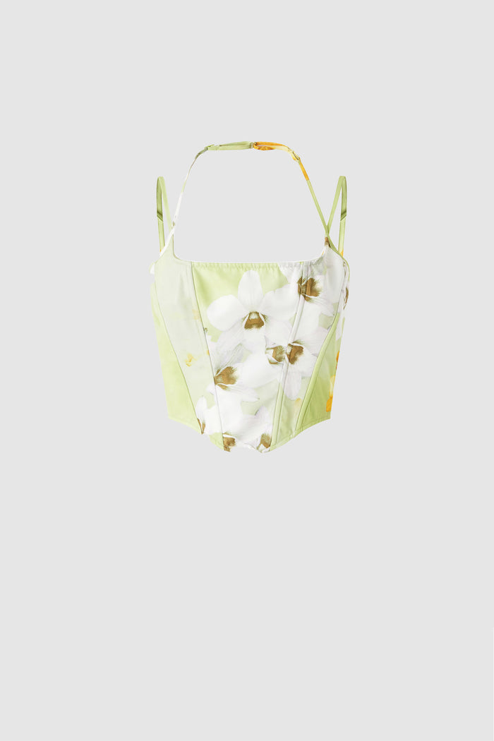 Top bustier senza maniche a fiori-1