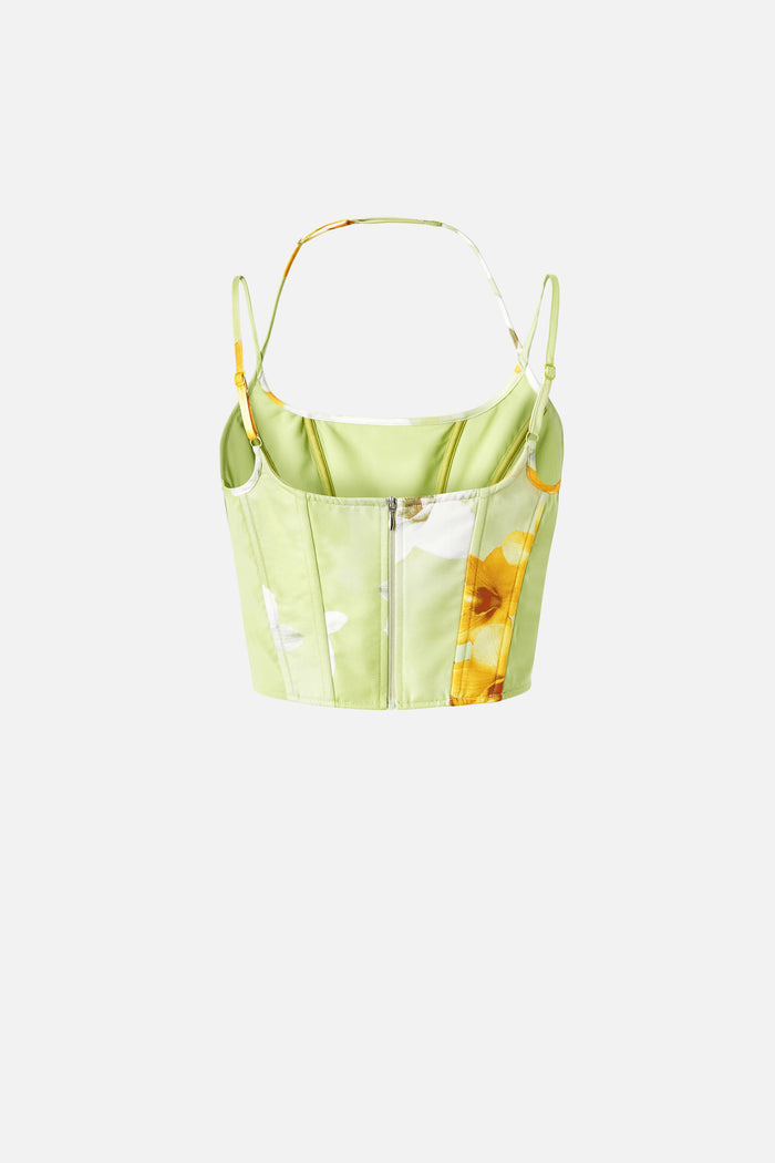 Top bustier senza maniche a fiori-2