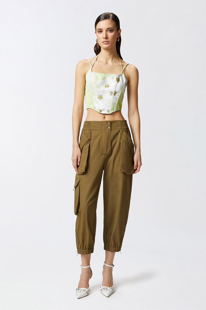 Top bustier senza maniche a fiori-3