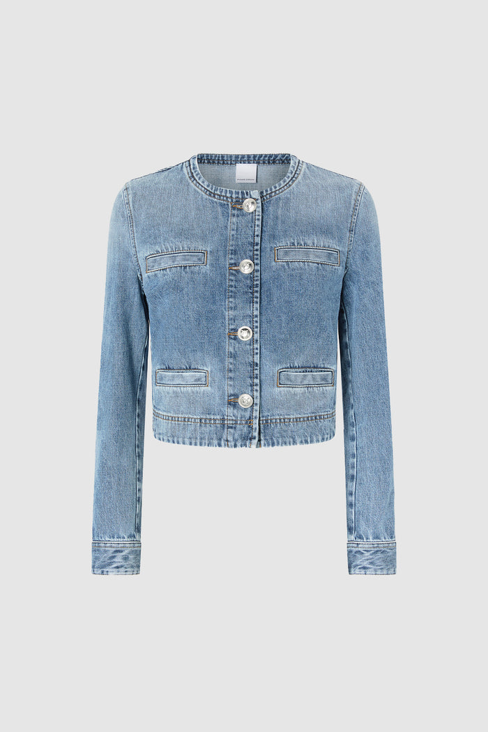 Durban,Giacca corta in denim con taschini e bottoni
