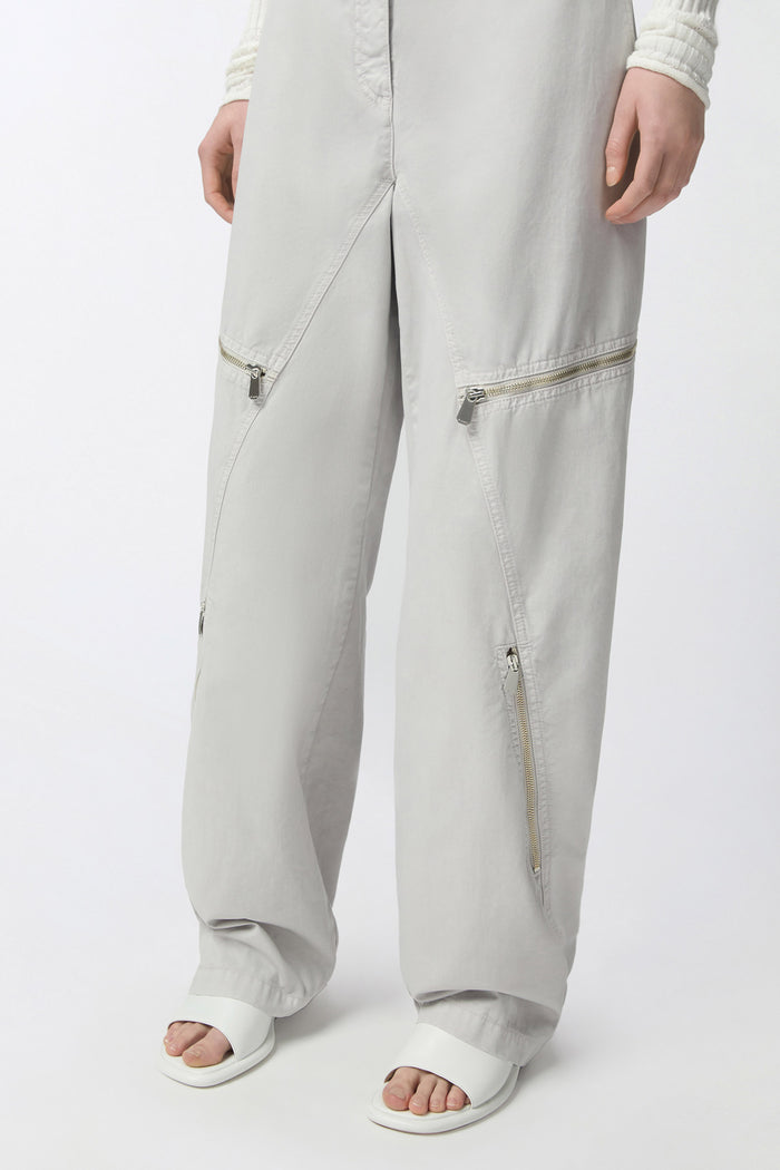 Pantaloni larghi in cotone con zip-6