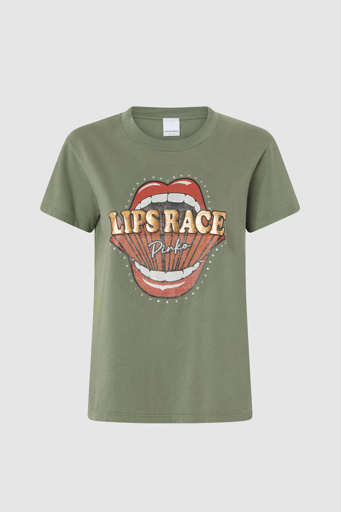 T-shirt stampa bocca Lips Race