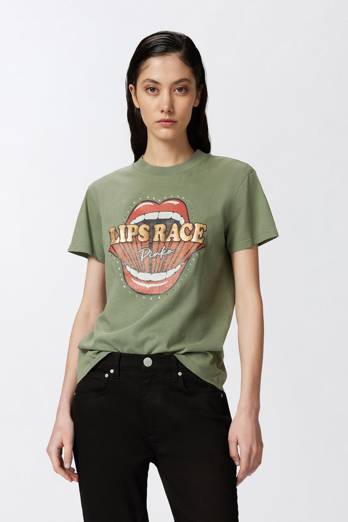 T-shirt stampa bocca Lips Race-5