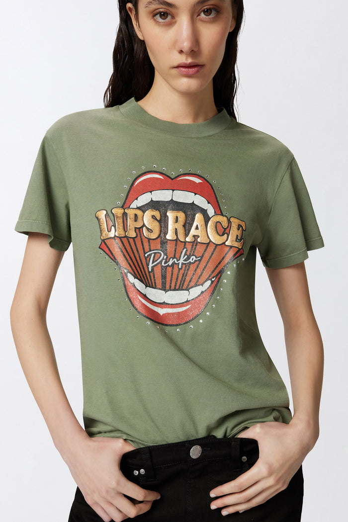 T-shirt stampa bocca Lips Race-6