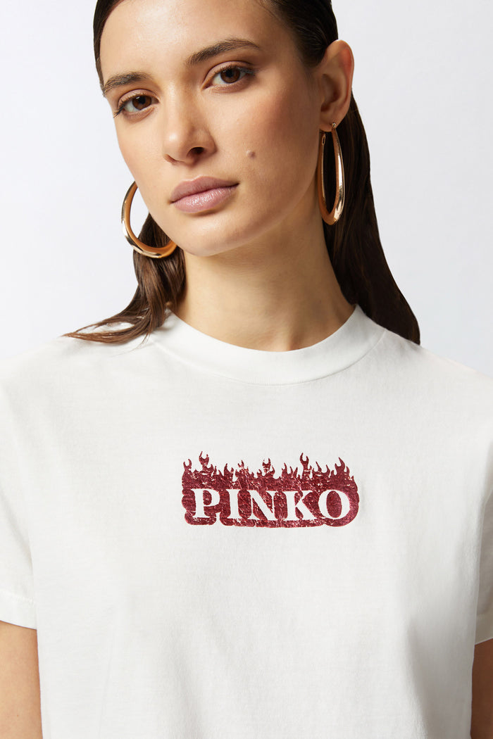 T-shirt stampa logo con fiamme-6